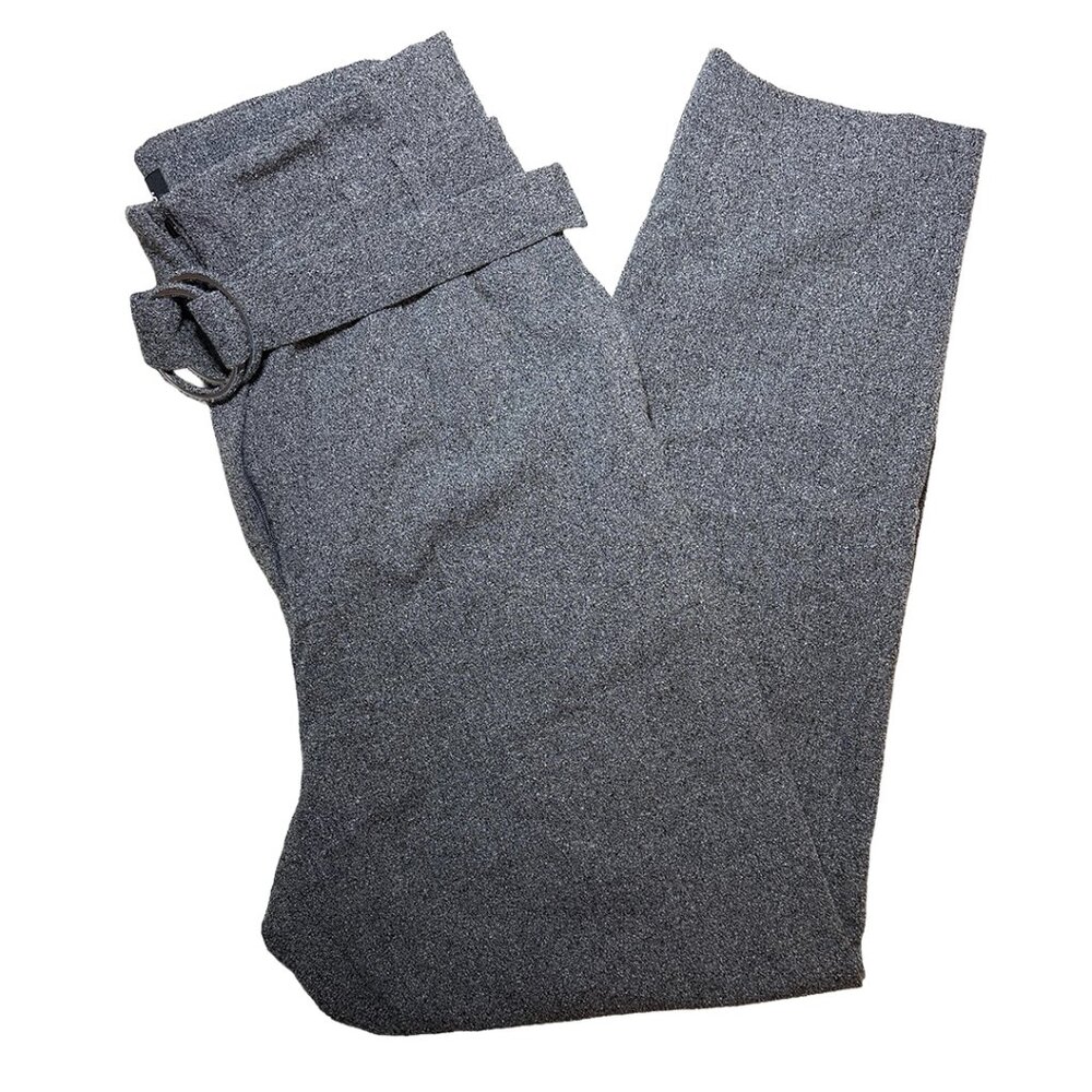 Express Gray Paperbag Waist Ankle Pants | High Rise Belted | Size 8